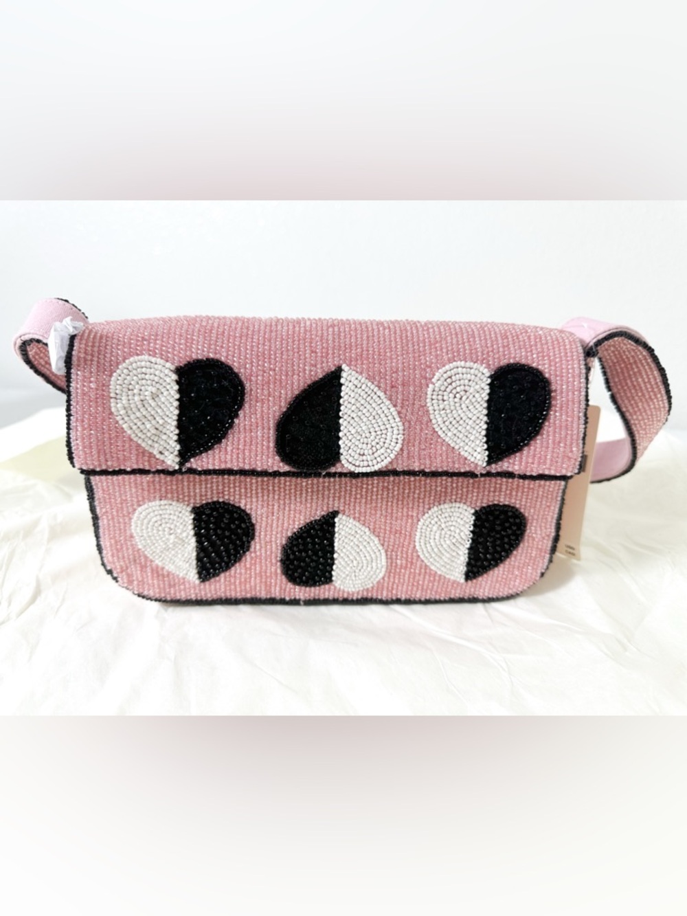 Anthropologie The Fiona Beaded Bag Icon Edition Hearts NWT - Picture 11 of 11